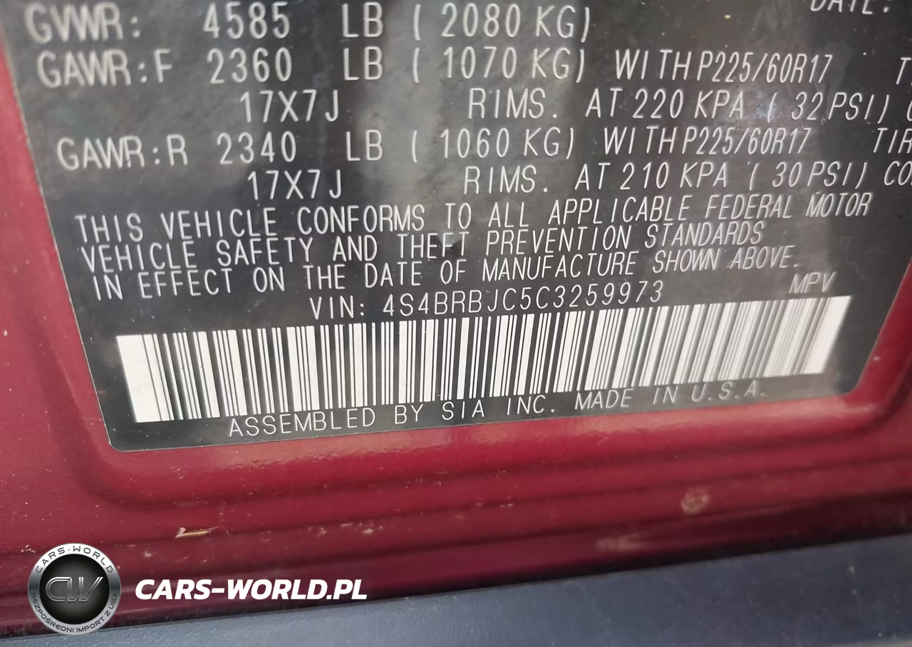 2012 Subaru Outback 2.5I Limited VIN:4S4BRBJC5C3259973 - 9