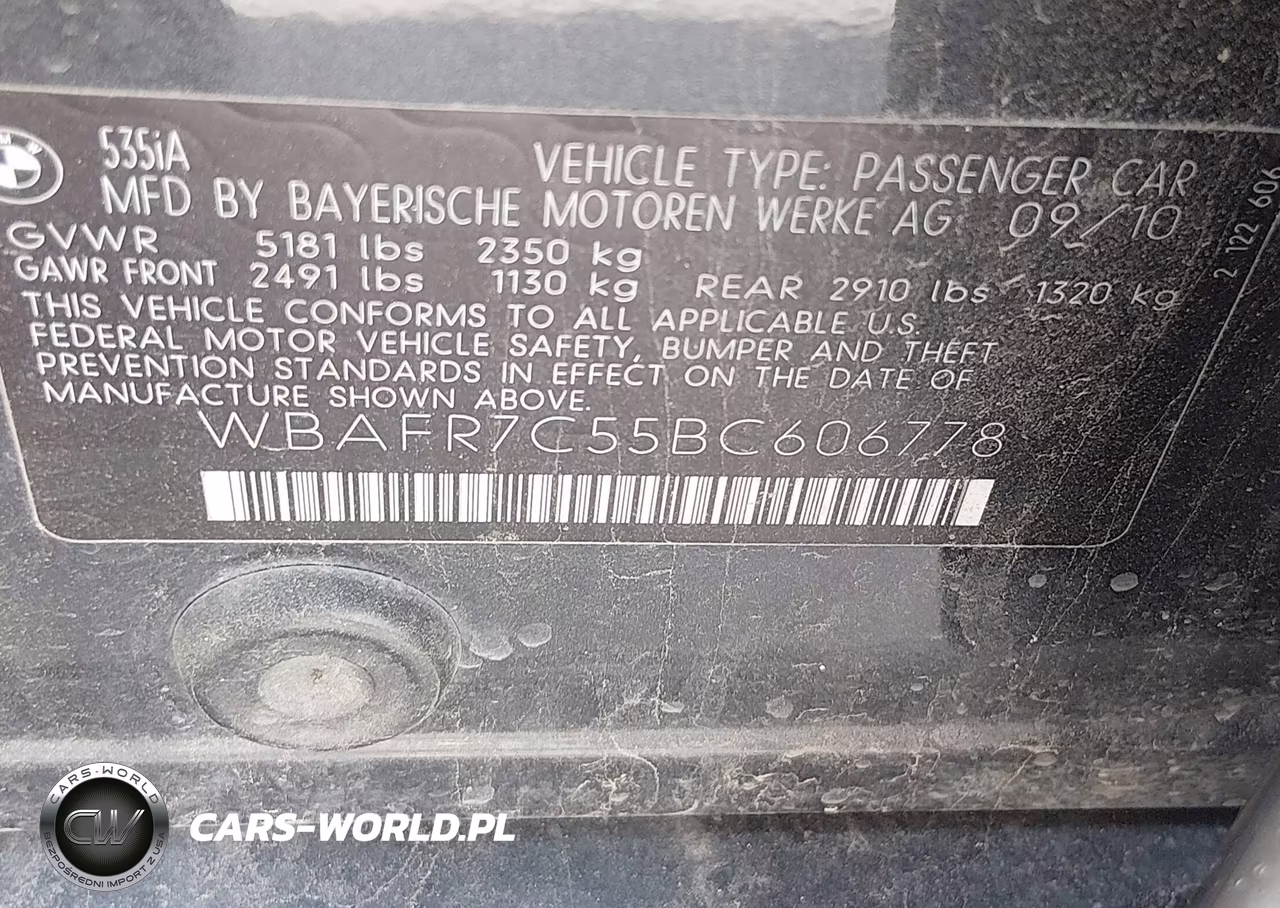 2011 BMW 535I VIN:WBAFR7C55BC606778 - 9