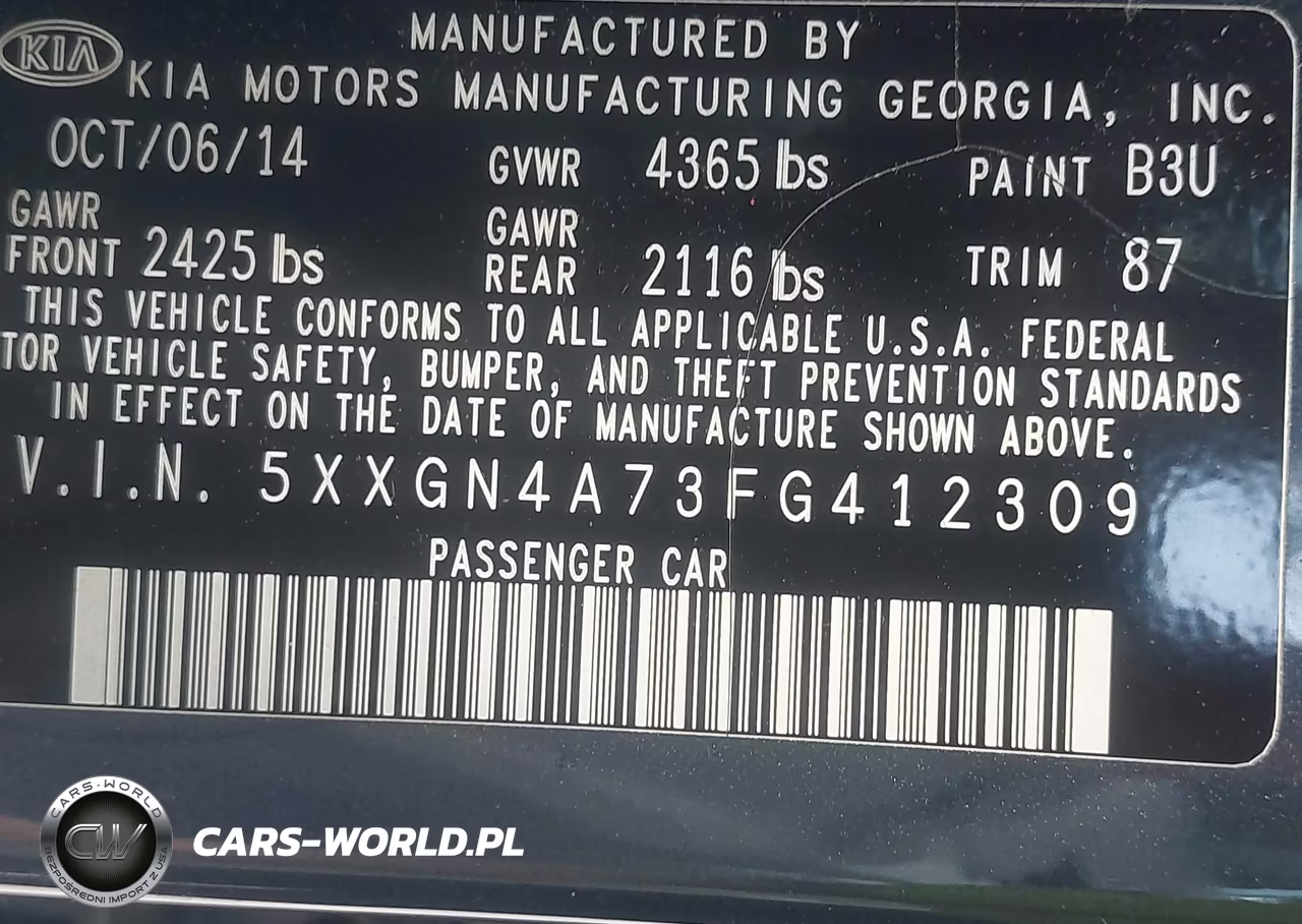 2015 Kia Optima Ex VIN:5XXGN4A73FG412309 - 9