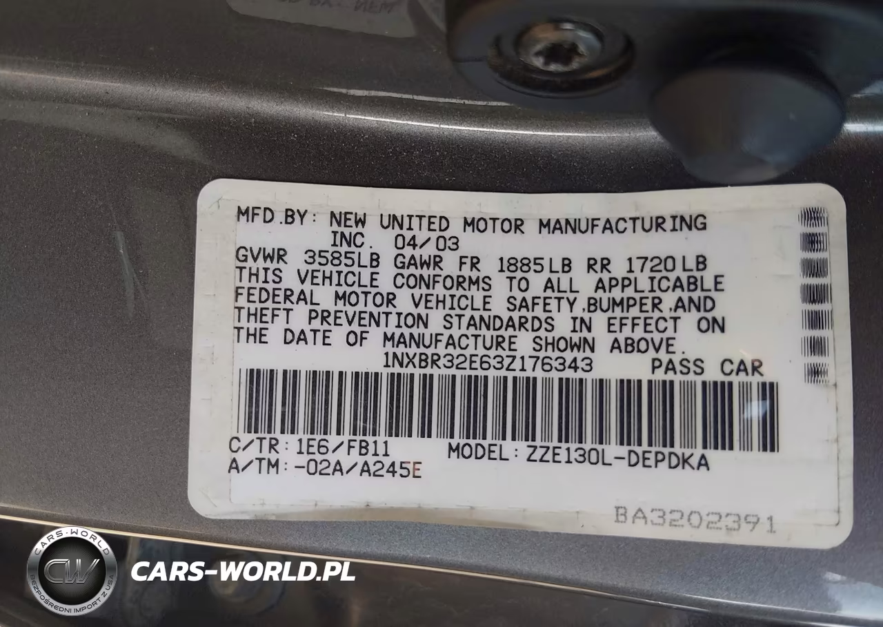 2003 Toyota Corolla Ce VIN:1NXBR32E63Z176343 - 9