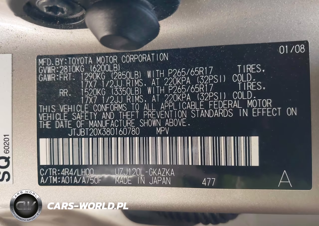 2008 Lexus Gx 470 VIN:JTJBT20X380160780 - 9