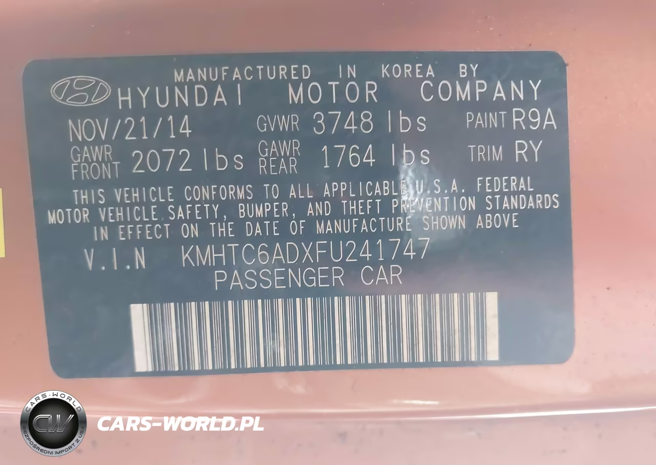 2015 Hyundai Veloster VIN:KMHTC6ADXFU241747 - 9