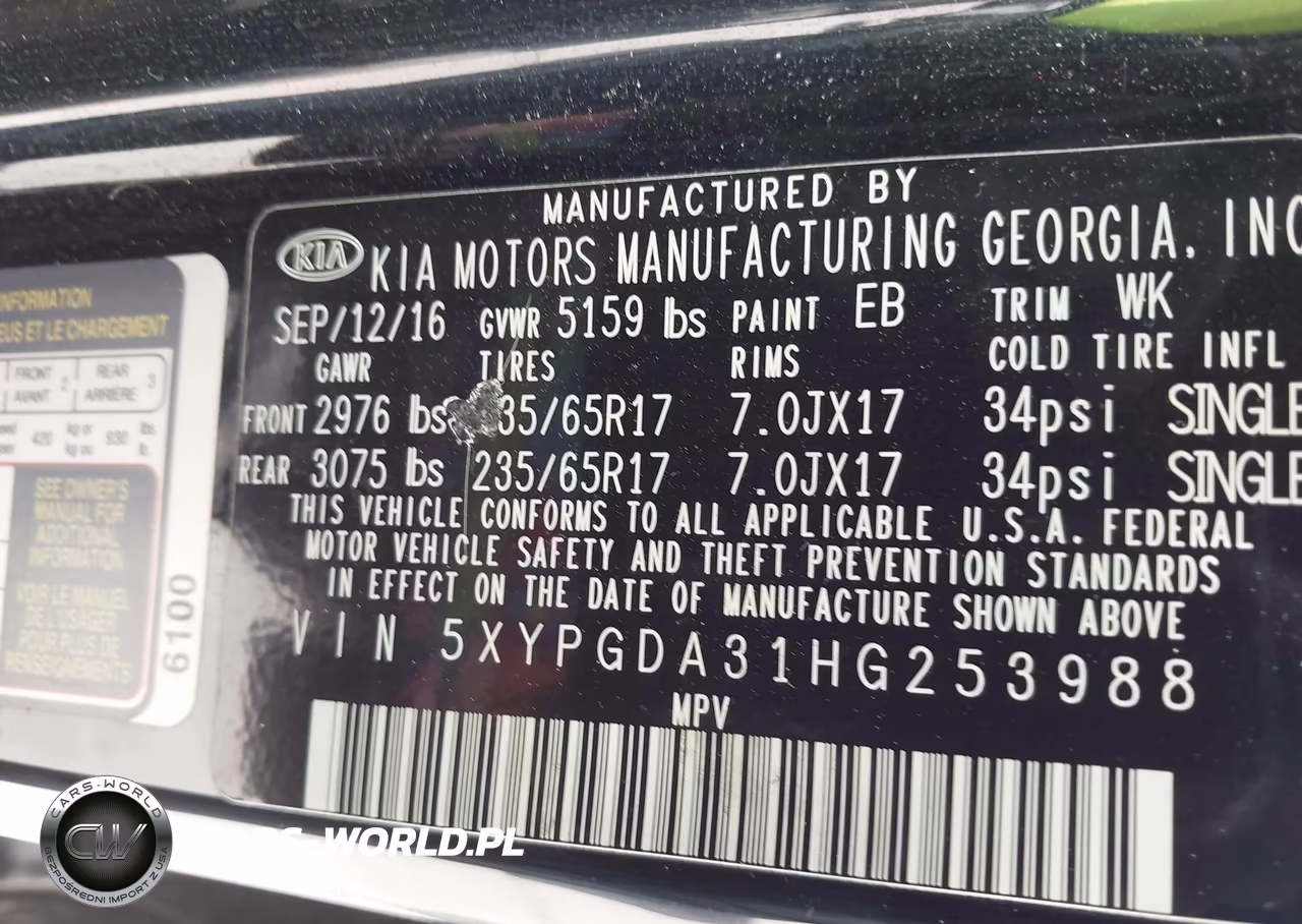 2017 Kia Sorento 2.4L Lx VIN:5XYPGDA31HG253988 - 9