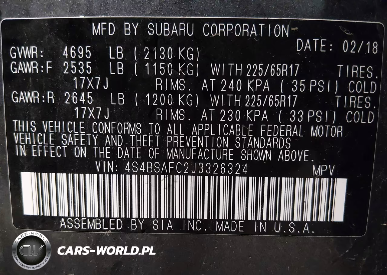 2018 Subaru Outback 2.5I Premium VIN:4S4BSAFC2J3326324 - 9