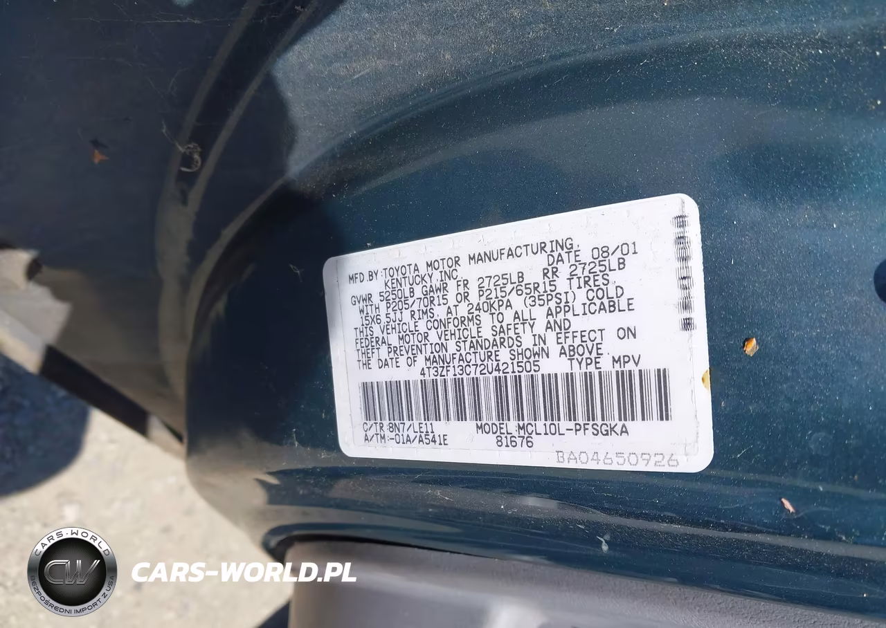 2002 Toyota Sienna Xle VIN:4T3ZF13C72U421505 - 9