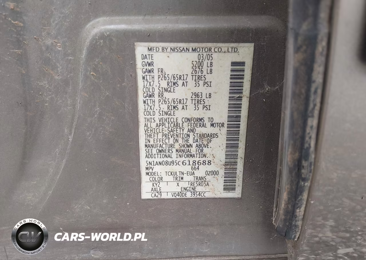 2005 Nissan Xterra Se VIN:5N1AN08U95C618688 - 9