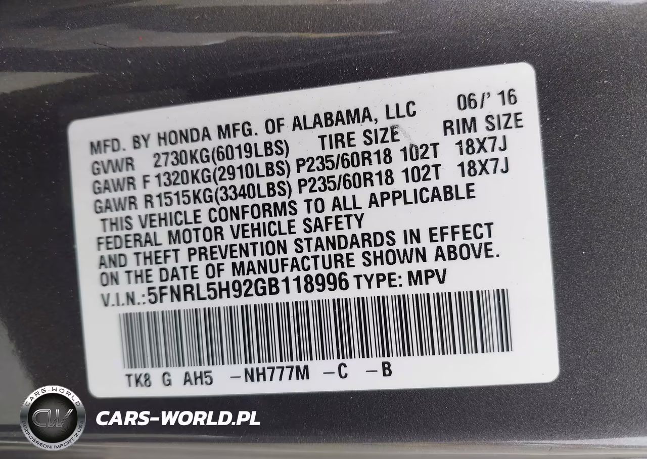 2016 Honda Odyssey Touring-Touring Elite VIN:5FNRL5H92GB118996 - 9