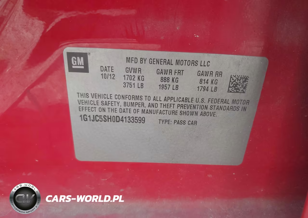 2013 Chevrolet Sonic Lt Auto VIN:1G1JC5SH0D4133599 - 9