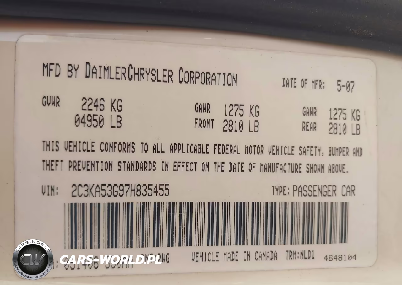 2007 Chrysler 300 Touring VIN:2C3KA53G97H835455 - 9