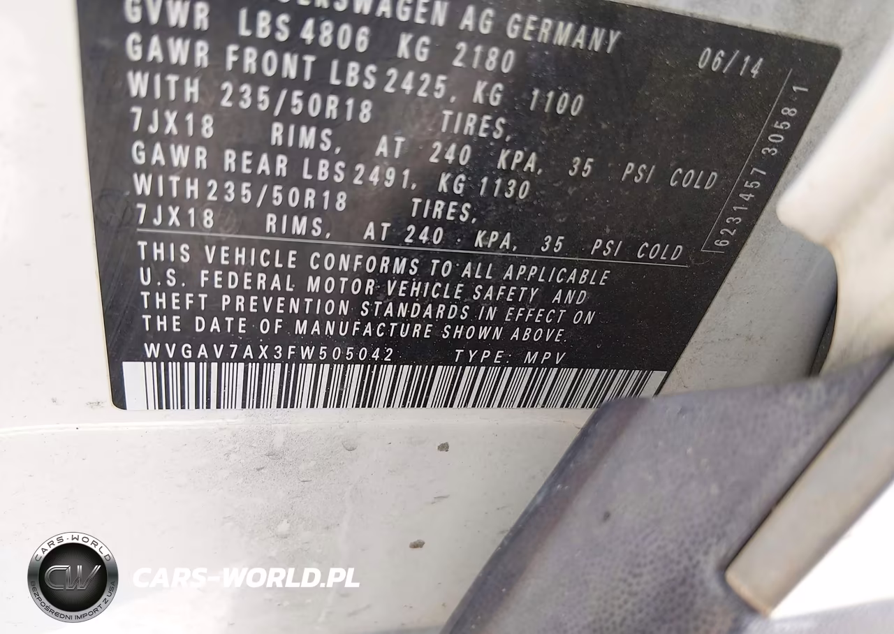 2015 Volkswagen Tiguan Se VIN:WVGAV7AX3FW505042 - 9