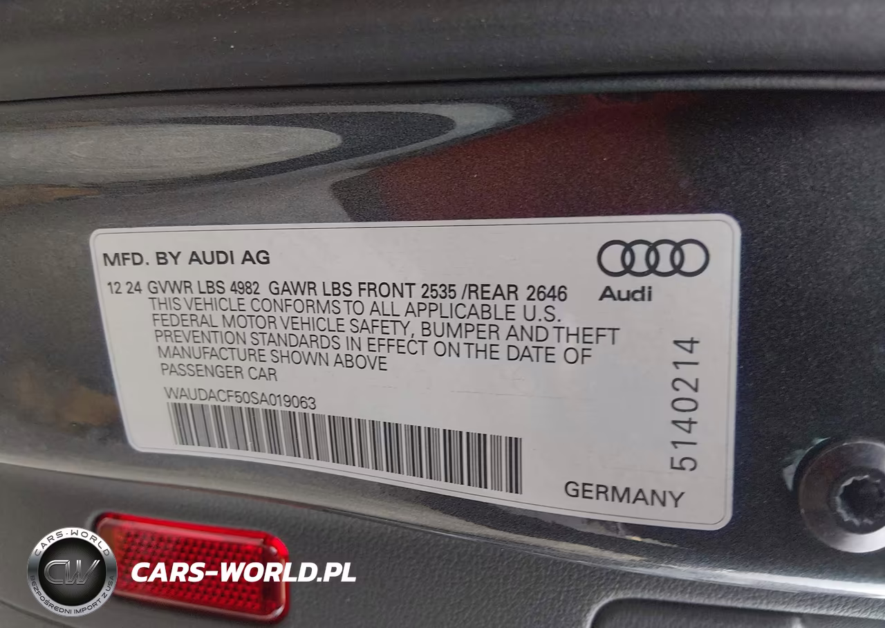 2025 Audi A5 Sportback Premium 45 Tfsi S Line Quattro S Tronic VIN:WAUDACF50SA019063 - 9