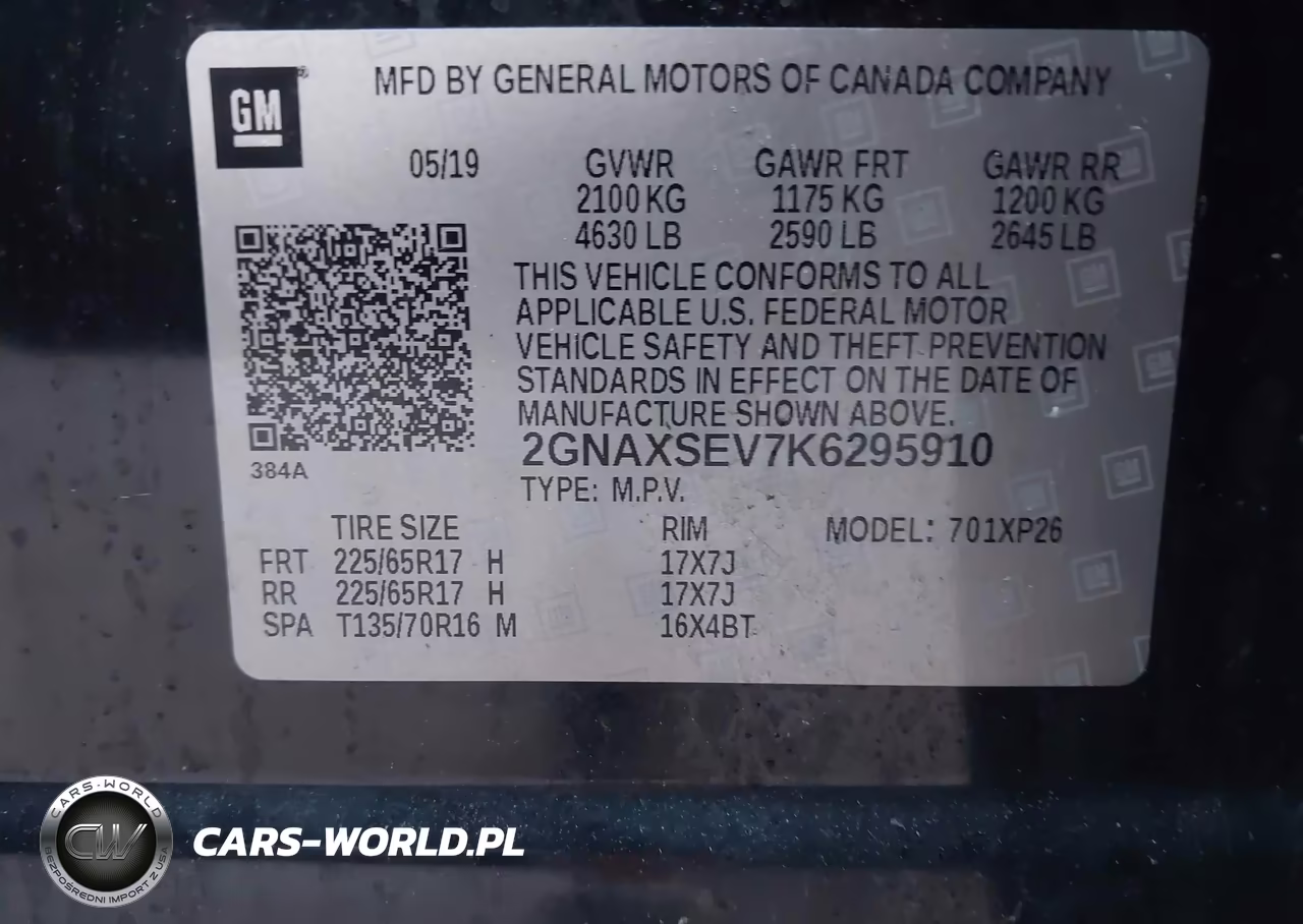 2019 Chevrolet Equinox Ls VIN:2GNAXSEV7K6295910 - 9