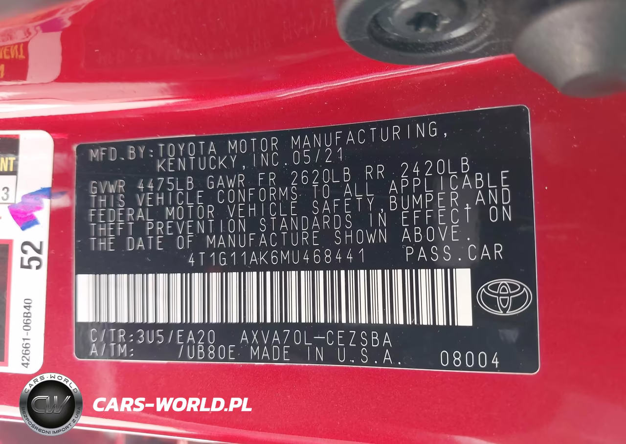 2021 Toyota Camry Se VIN:4T1G11AK6MU468441 - 9