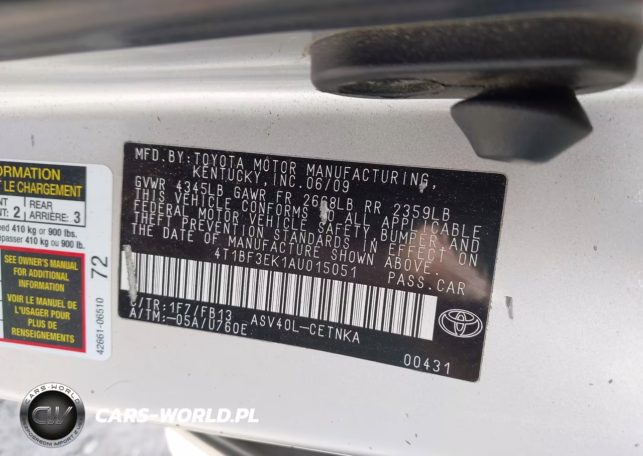 2010 Toyota Camry Le VIN:4T1BF3EK1AU015051 - 9