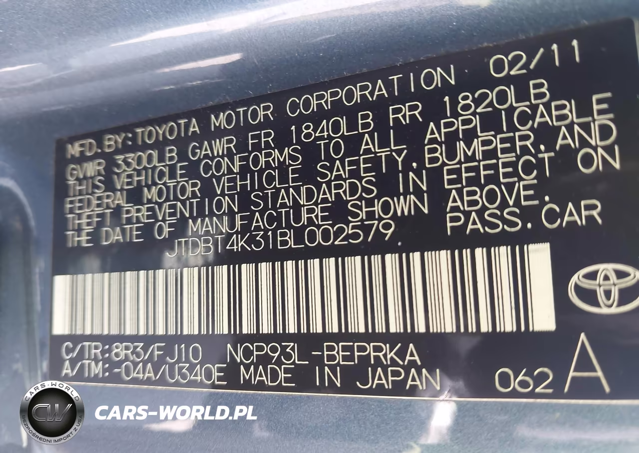 2011 Toyota Yaris VIN:JTDBT4K31BL002579 - 9