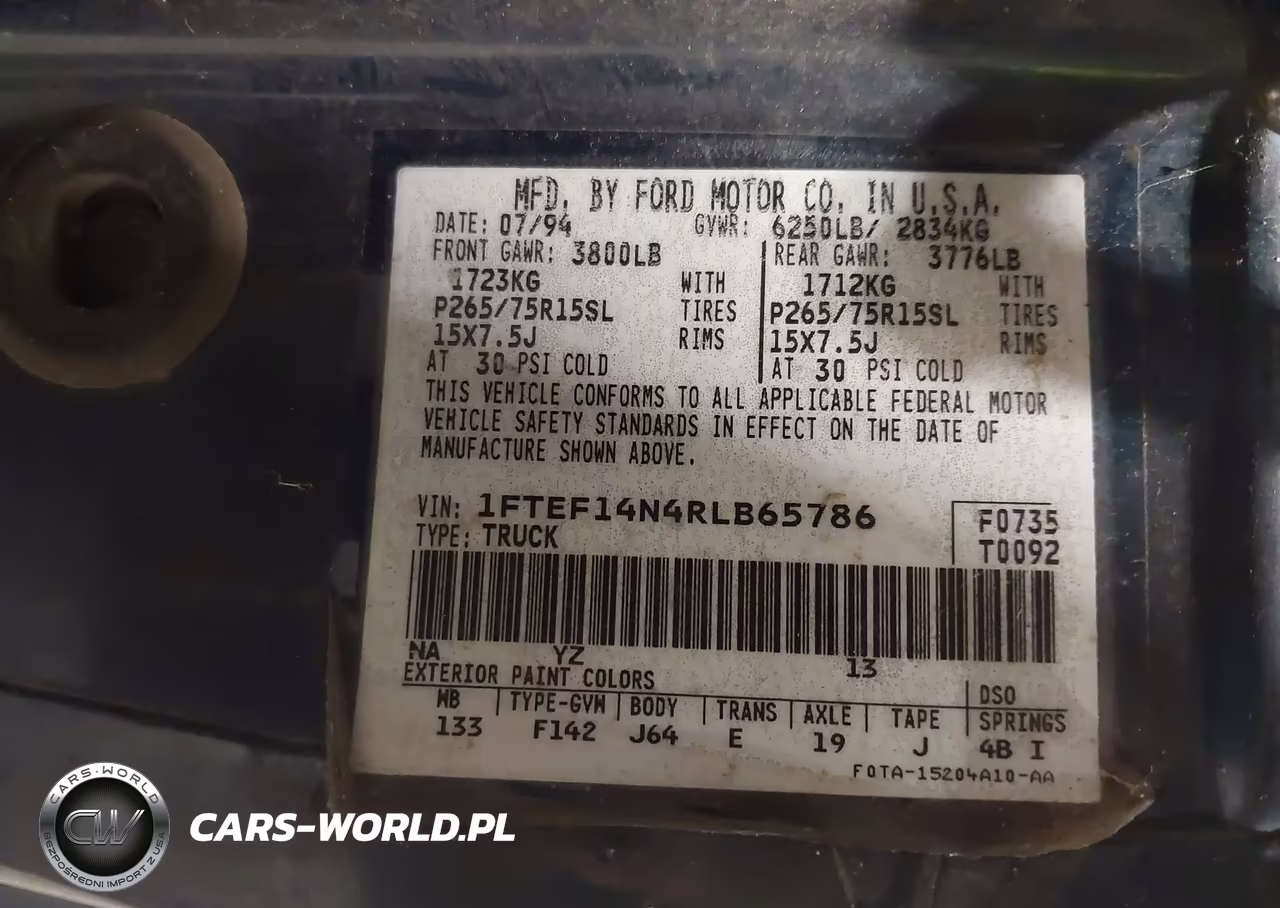 1994 Ford F150 VIN:1FTEF14N4RLB65786 - 9