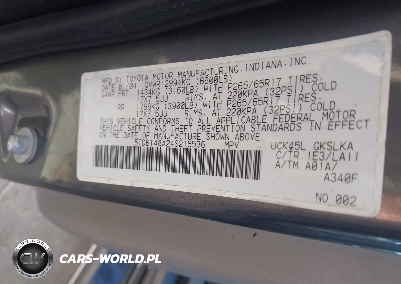 2004 Toyota Sequoia Limited V8 VIN:5TDBT48A24S216536 - 9