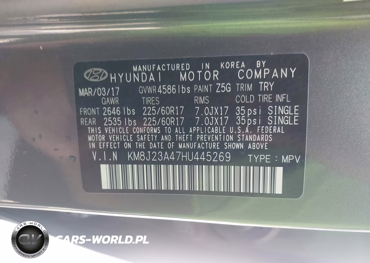 2017 Hyundai Tucson Se VIN:KM8J23A47HU445269 - 9