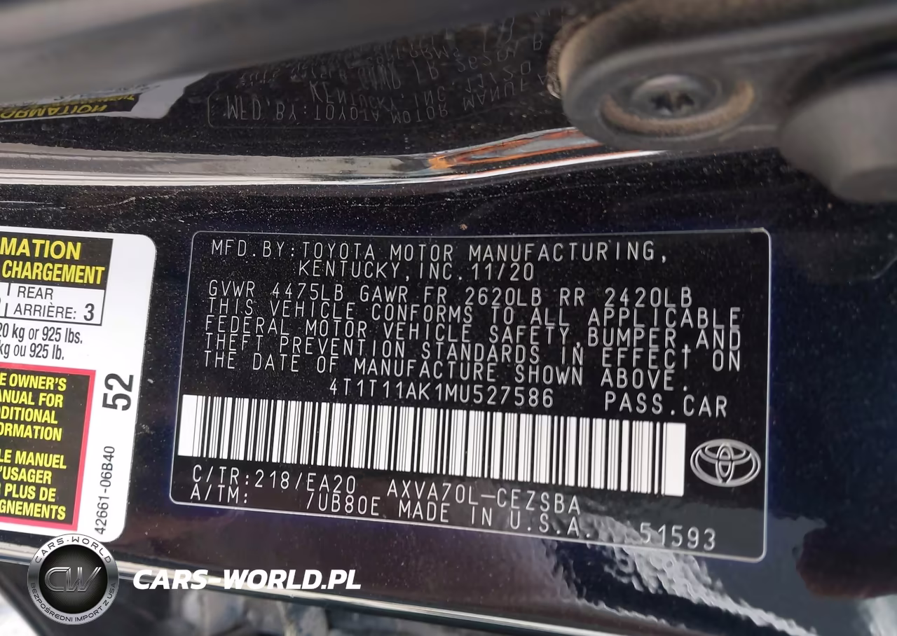 2021 Toyota Camry Se VIN:4T1T11AK1MU527586 - 9
