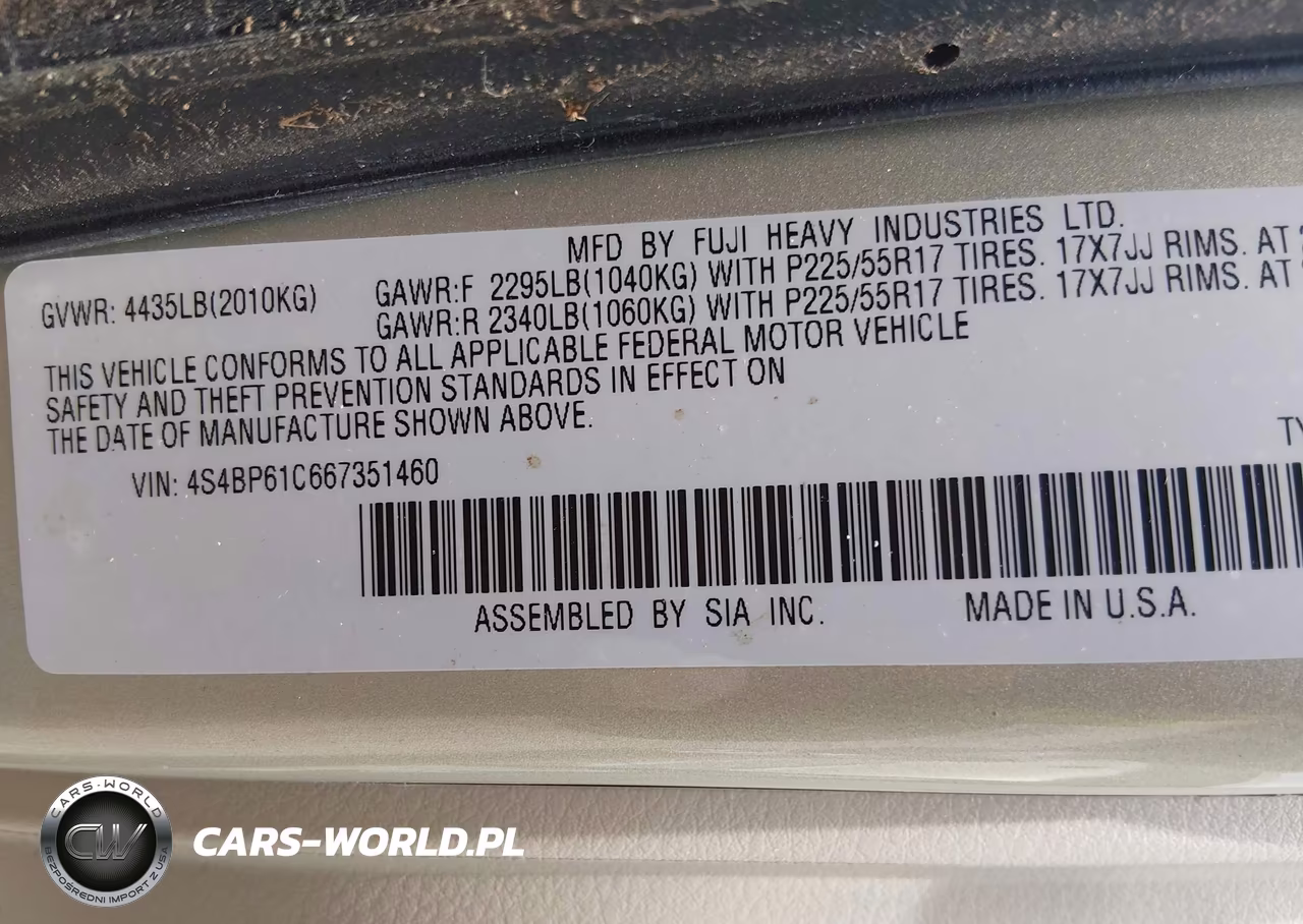 2006 Subaru Outback 2.5I VIN:4S4BP61C667351460 - 9