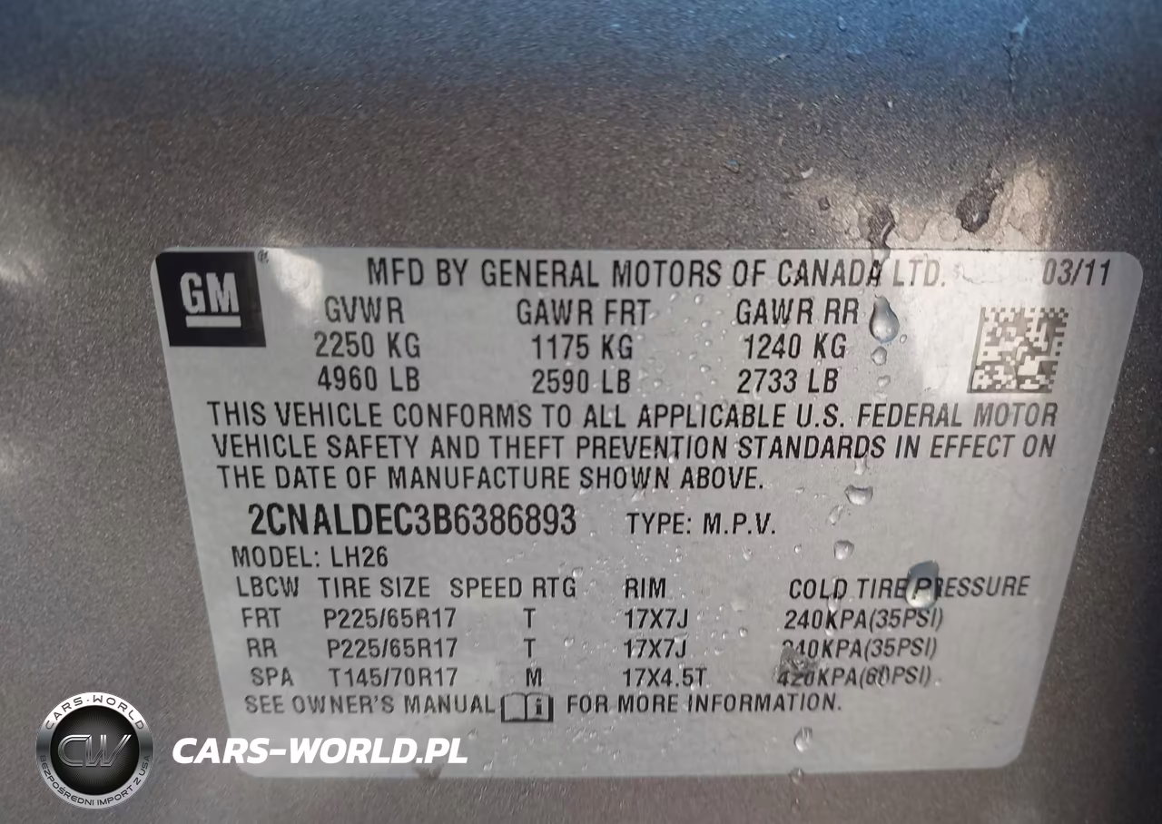 2011 Chevrolet Equinox Lt W-1Lt VIN:2CNALDEC3B6386893 - 9