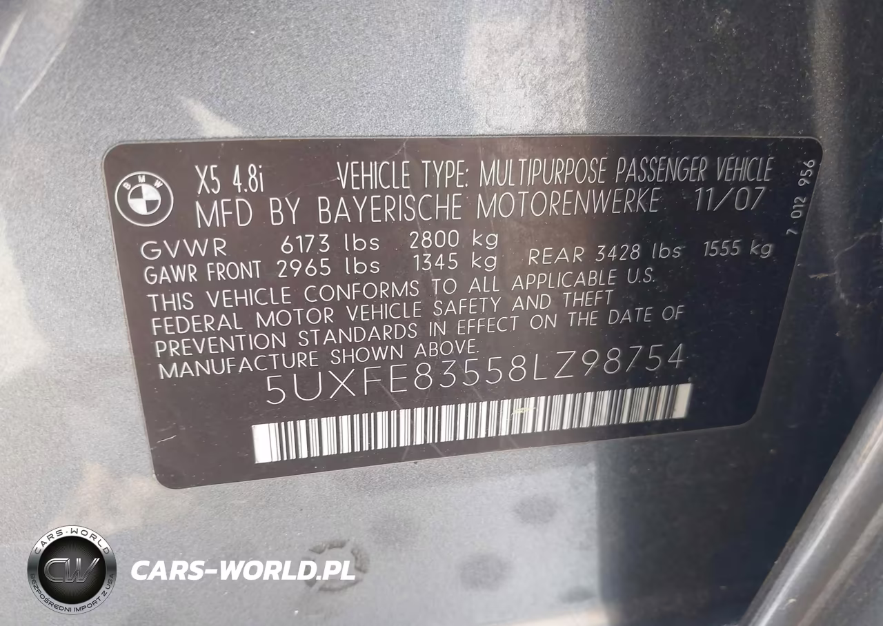 2008 BMW X5 4.8I VIN:5UXFE83558LZ98754 - 9