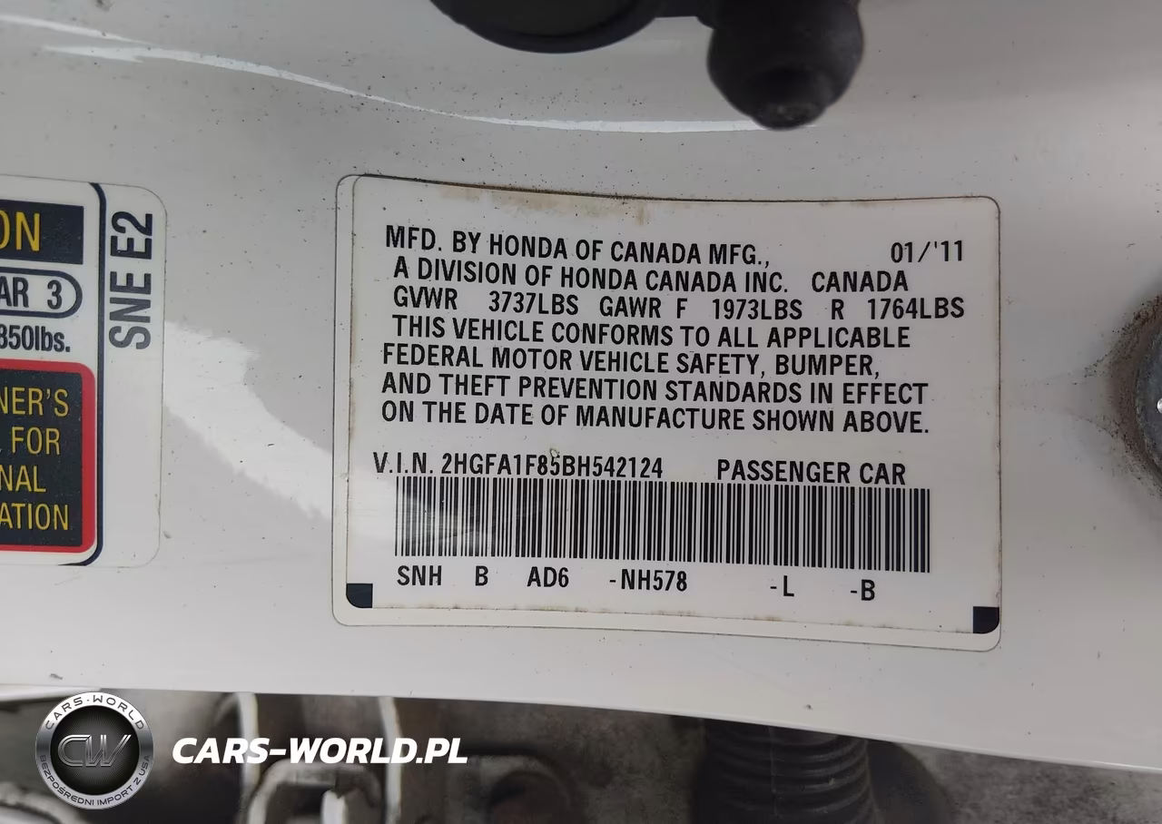 2011 Honda Civic Ex VIN:2HGFA1F85BH542124 - 9