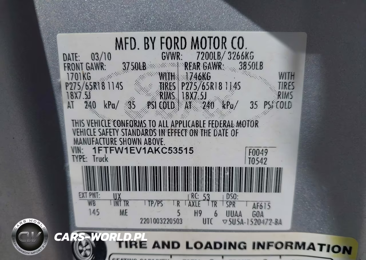 2010 Ford F-150 Fx4-Harley-Davidson-King Ranch-Lariat-Platinum-Xl-Xlt VIN:1FTFW1EV1AKC53515 - 9