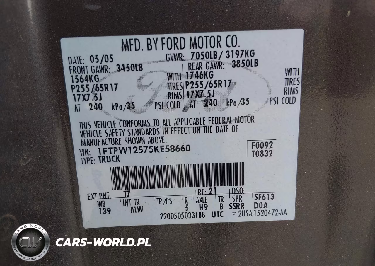 2005 Ford F-150 Lariat-Xlt VIN:1FTPW12575KE58660 - 9