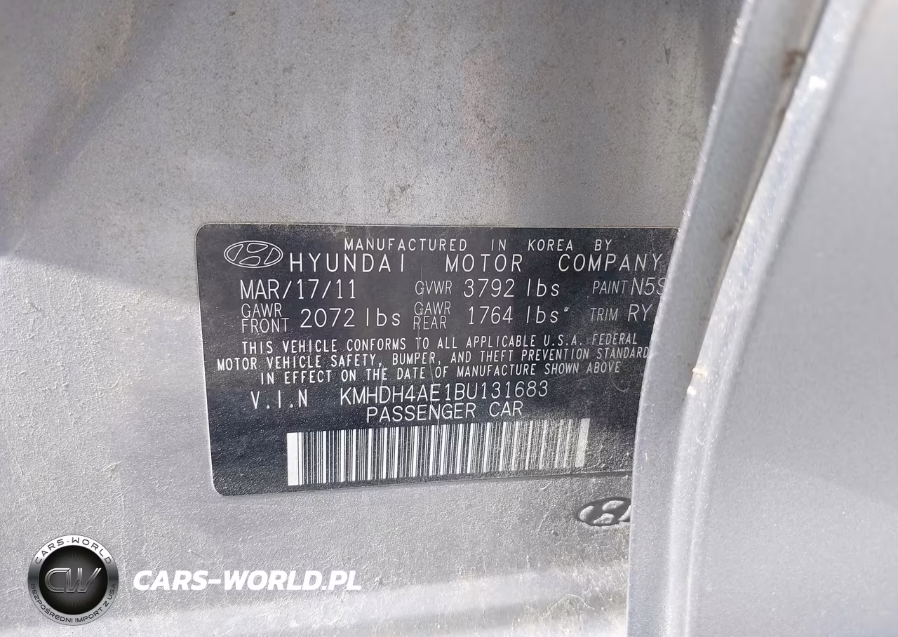2011 Hyundai Elantra Limited (Ulsan Plant) VIN:KMHDH4AE1BU131683 - 9