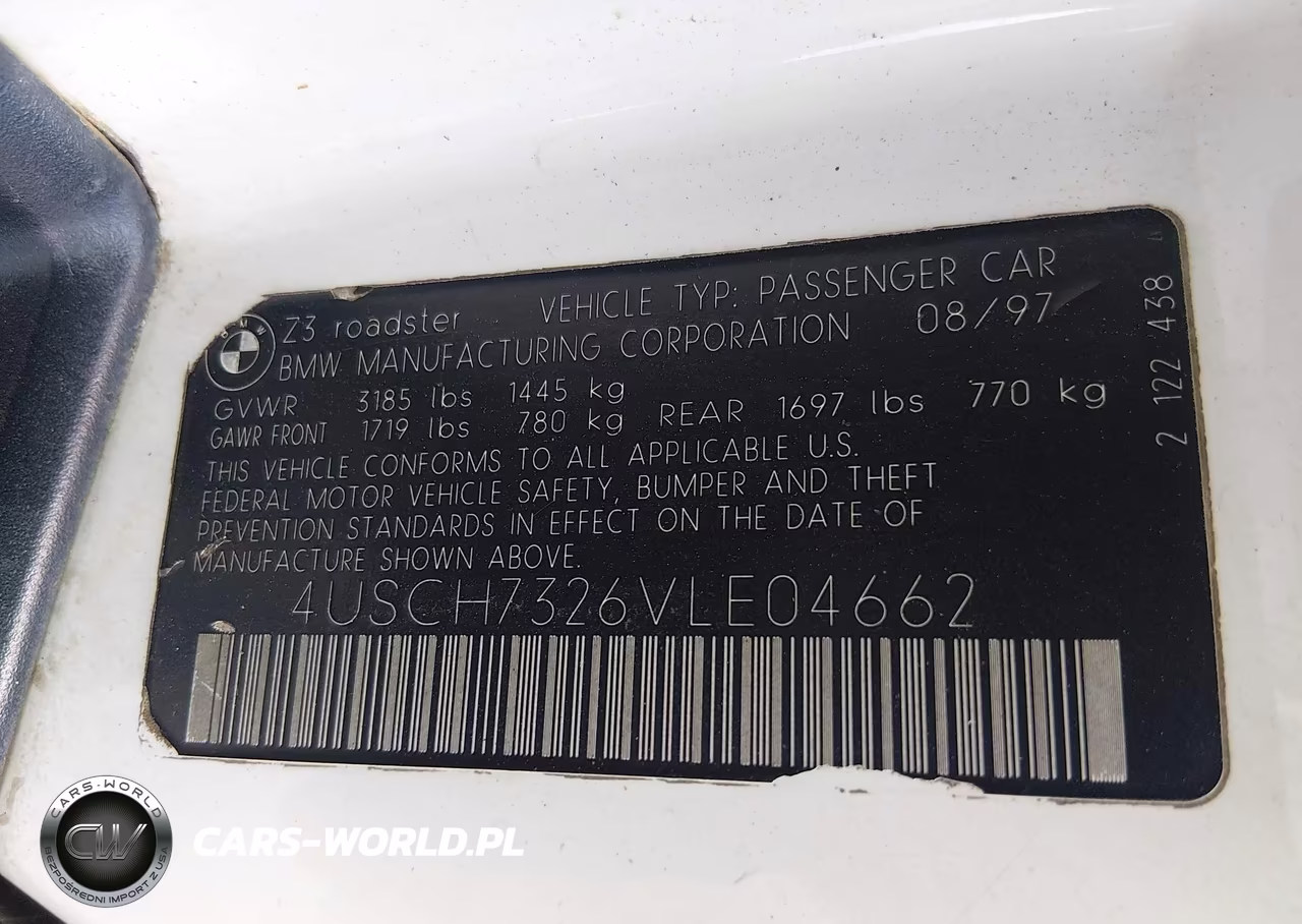 1997 BMW Z3 1.9L Roadster VIN:4USCH7326VLE04662 - 9
