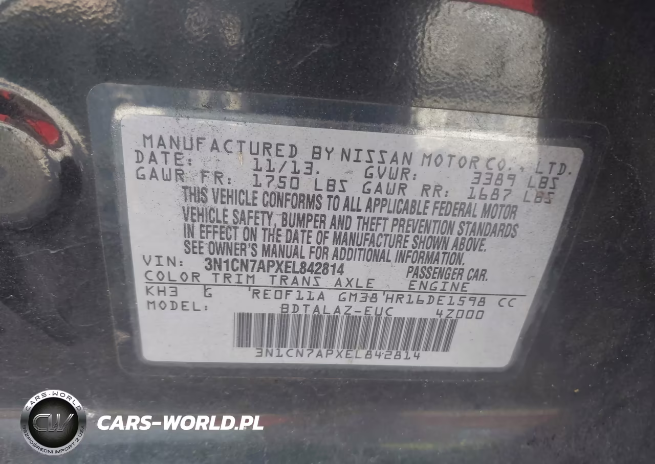 2014 Nissan Versa 1.6 S+ VIN:3N1CN7APXEL842814 - 9