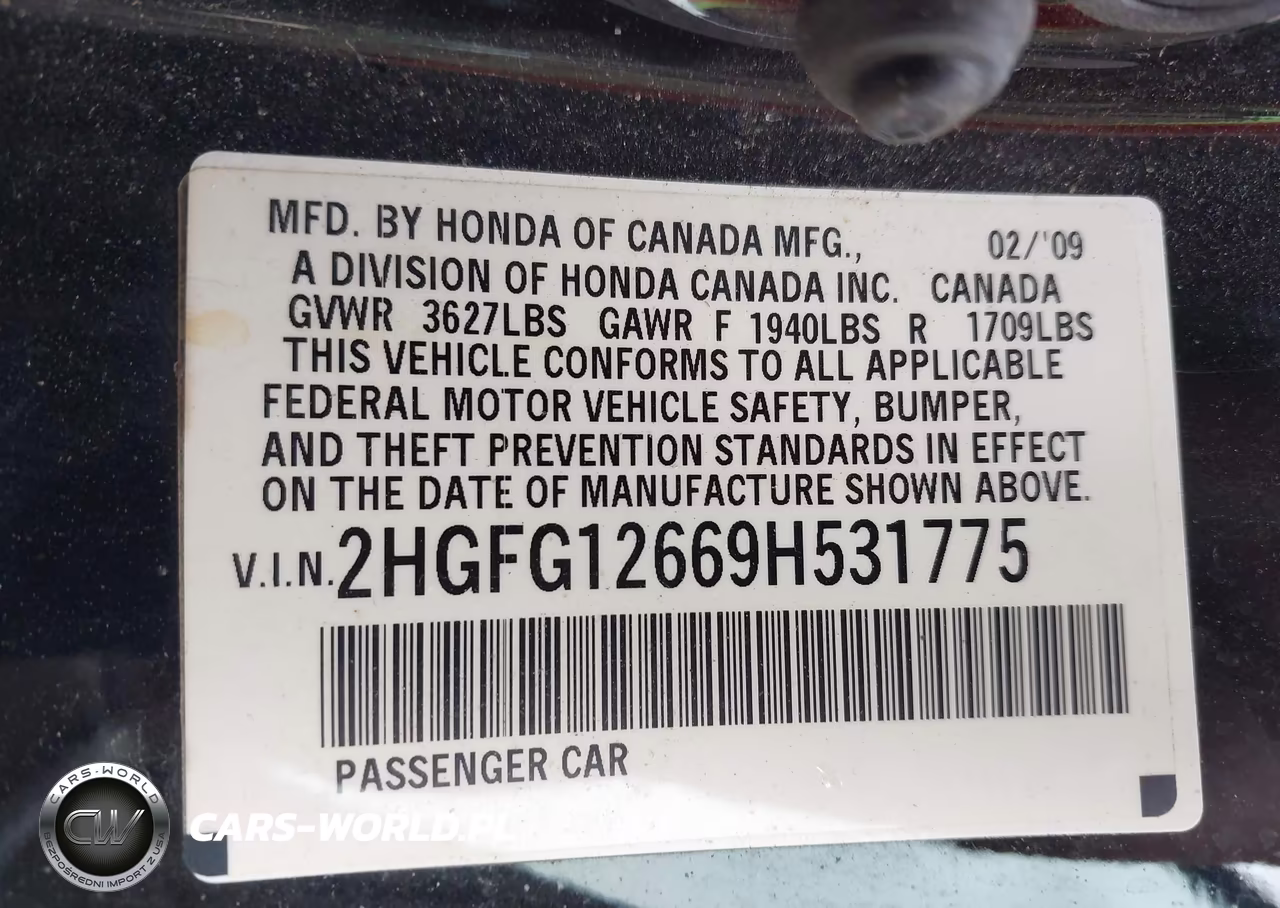 2009 Honda Civic Lx VIN:2HGFG12669H531775 - 9