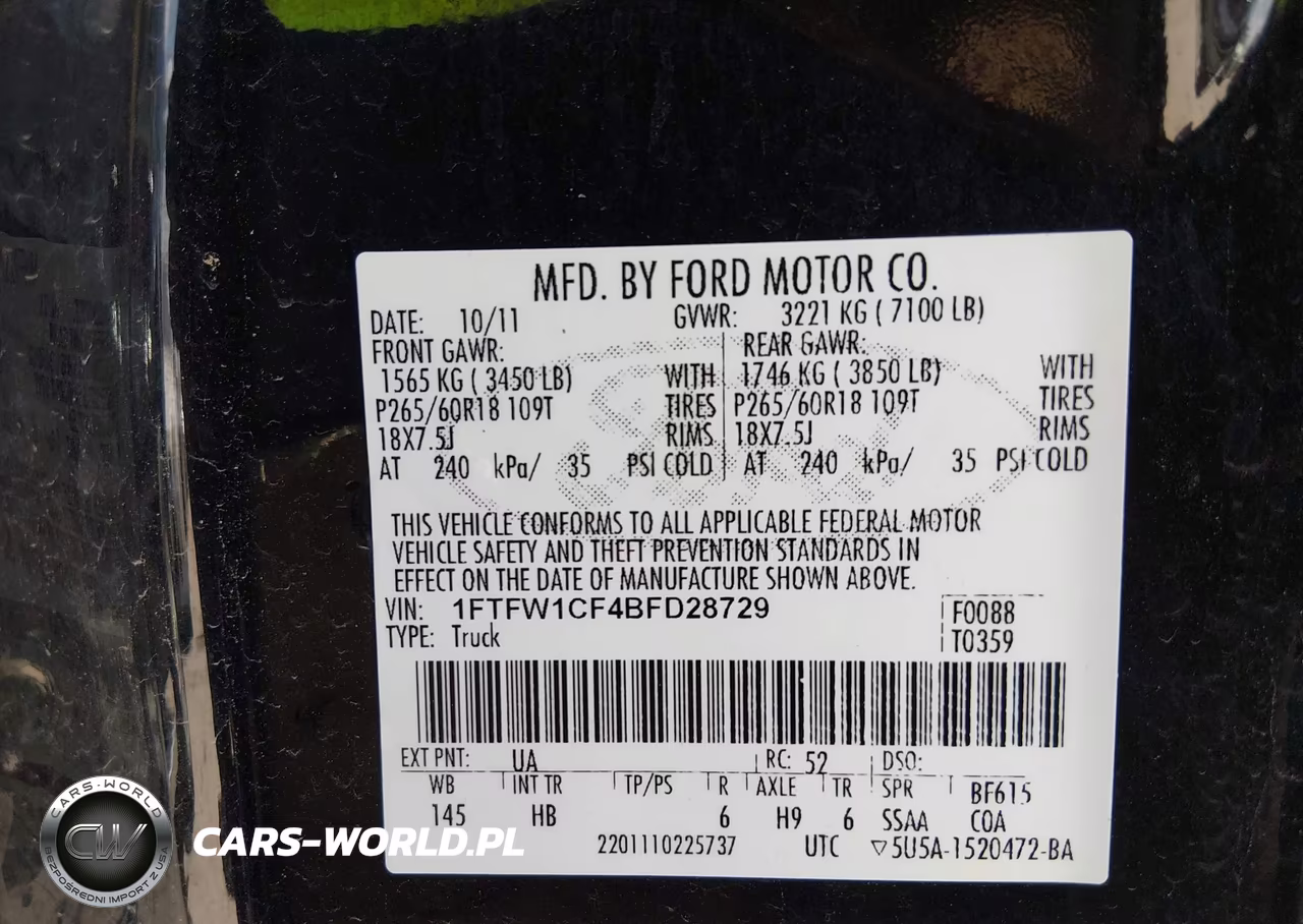 2011 Ford F-150 Lariat VIN:1FTFW1CF4BFD28729 - 9