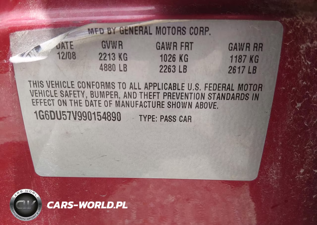 2009 Cadillac Cts Rwd W-1Sb VIN:1G6DU57V990154890 - 9