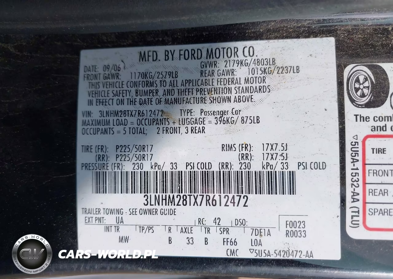 2007 Lincoln Mkz VIN:3LNHM28TX7R612472 - 9