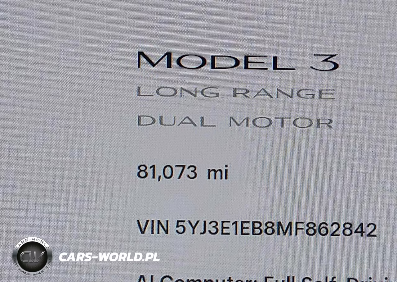 2021 Tesla Model 3 Long Range Dual Motor All-Wheel Drive VIN:5YJ3E1EB8MF862842 - 15