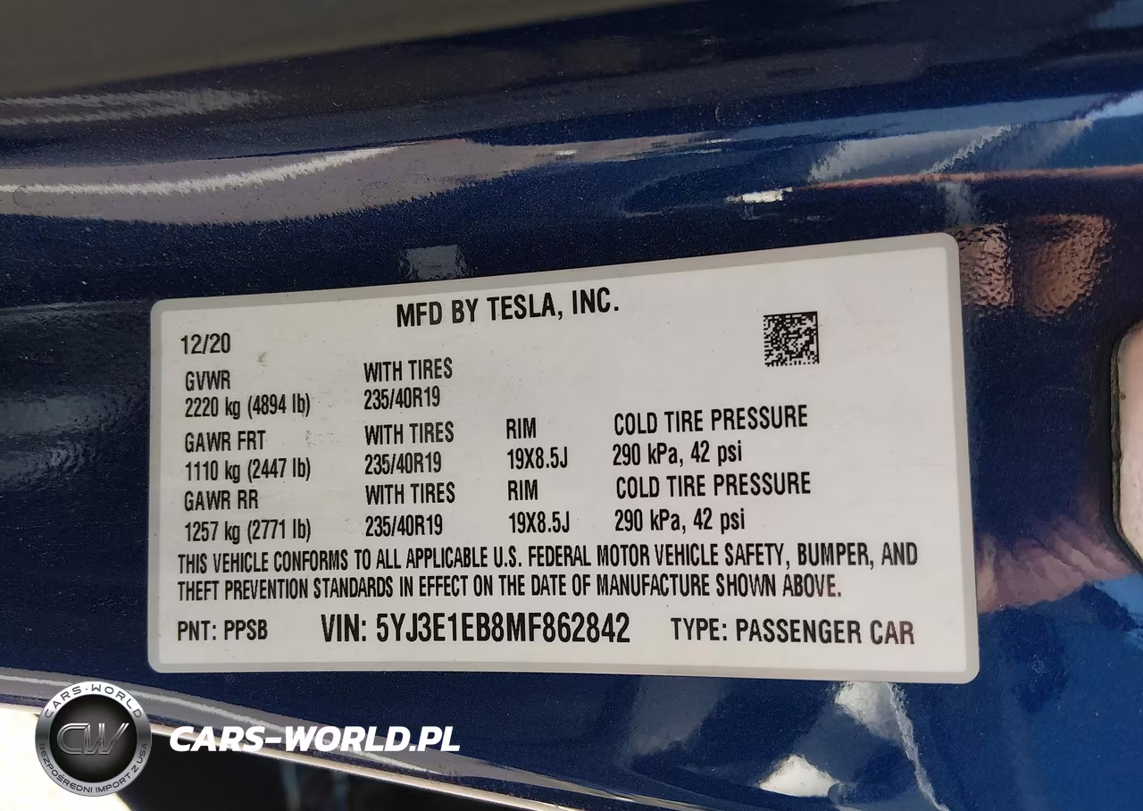 2021 Tesla Model 3 Long Range Dual Motor All-Wheel Drive VIN:5YJ3E1EB8MF862842 - 9