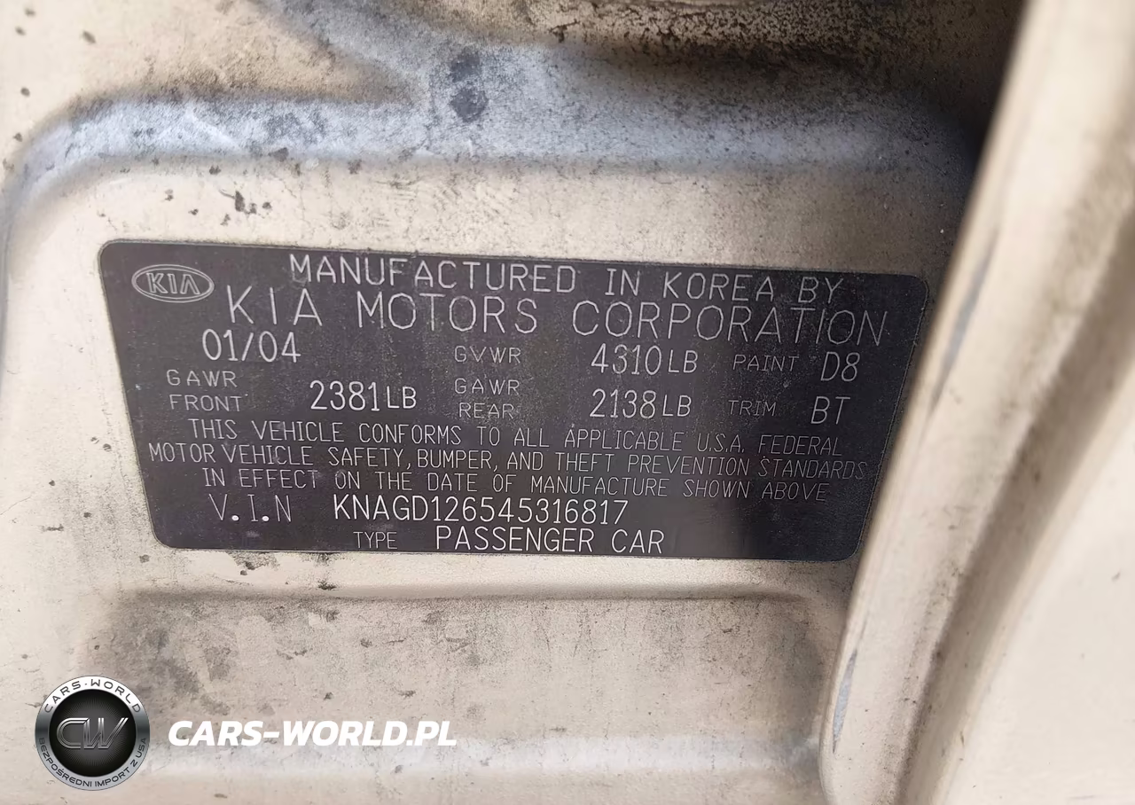 2004 Kia Optima Ex-Lx VIN:KNAGD126545316817 - 9