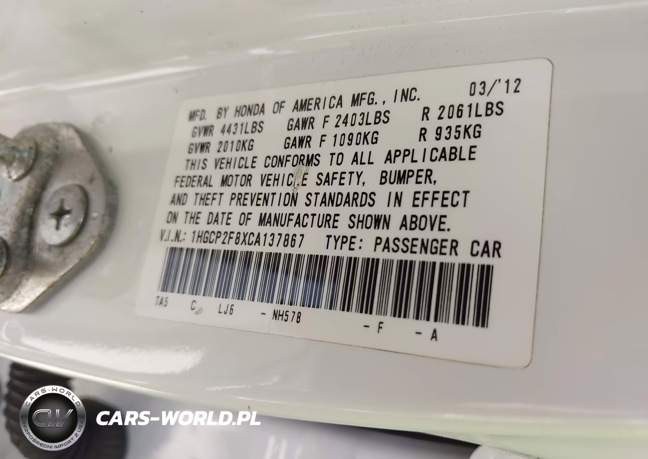 2012 Honda Accord 2.4 Ex-L VIN:1HGCP2F8XCA137867 - 9
