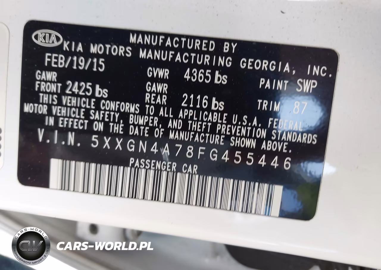 2015 Kia Optima Ex VIN:5XXGN4A78FG455446 - 9