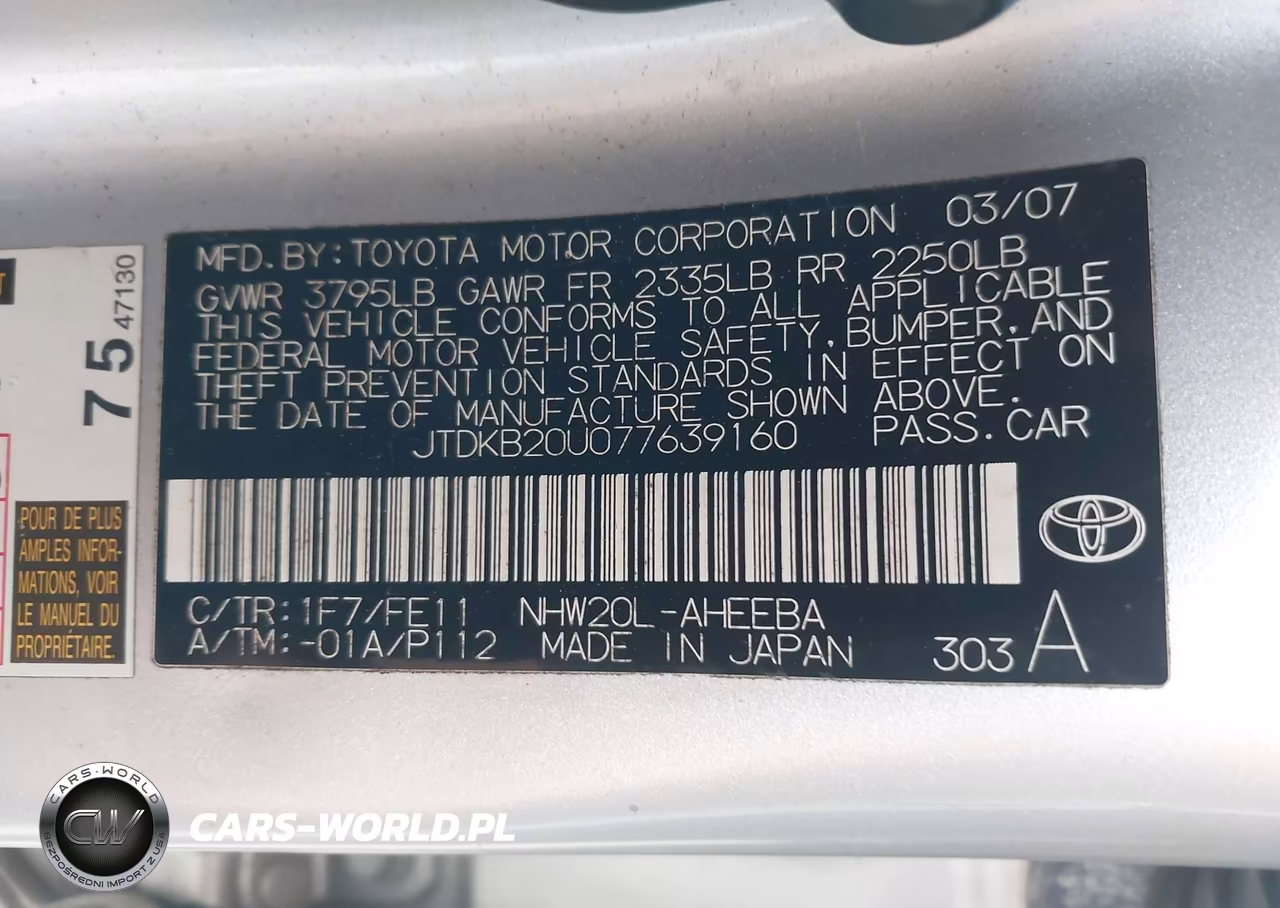 2007 Toyota Prius VIN:JTDKB20U077639160 - 9