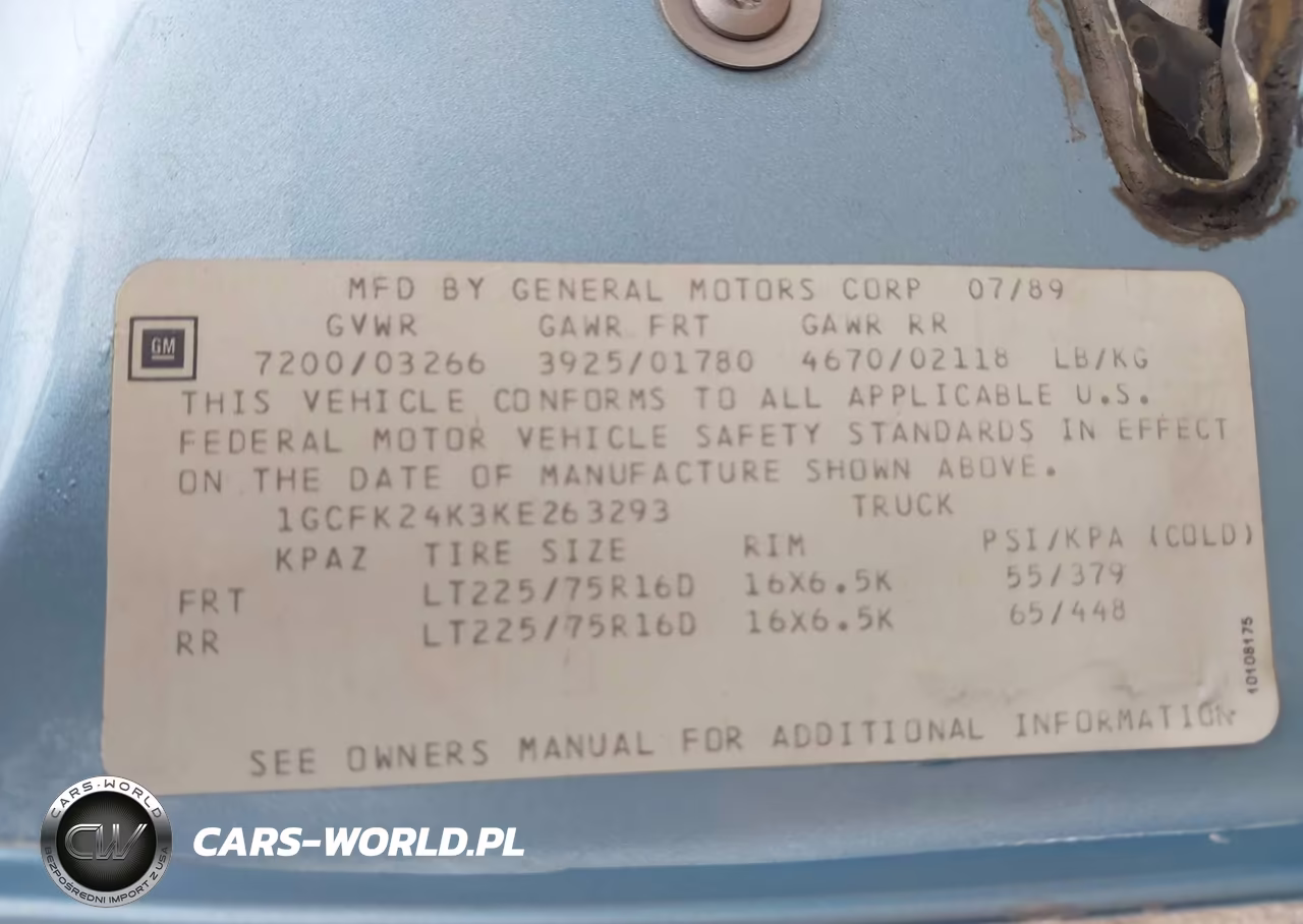 1989 Chevrolet Gmt-400 K2500 VIN:1GCFK24K3KE263293 - 9
