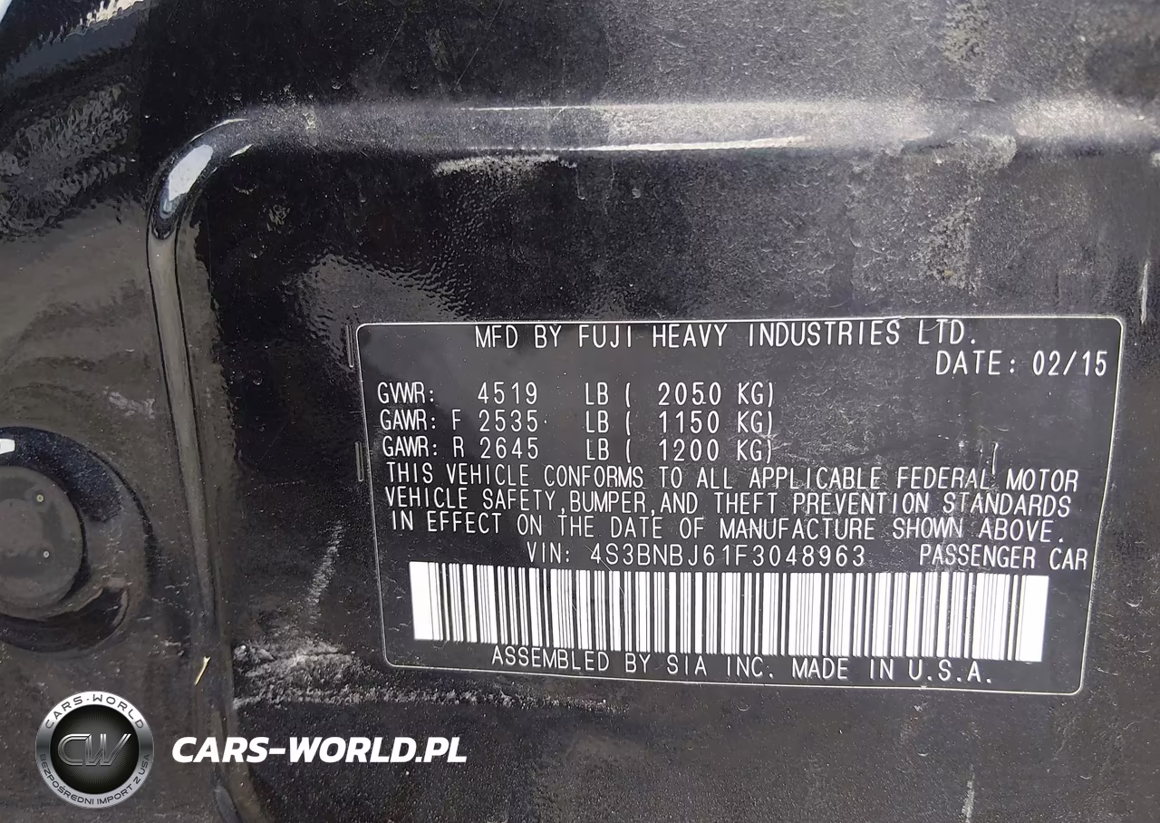 2015 Subaru Legacy 2.5I Limited VIN:4S3BNBJ61F3048963 - 9