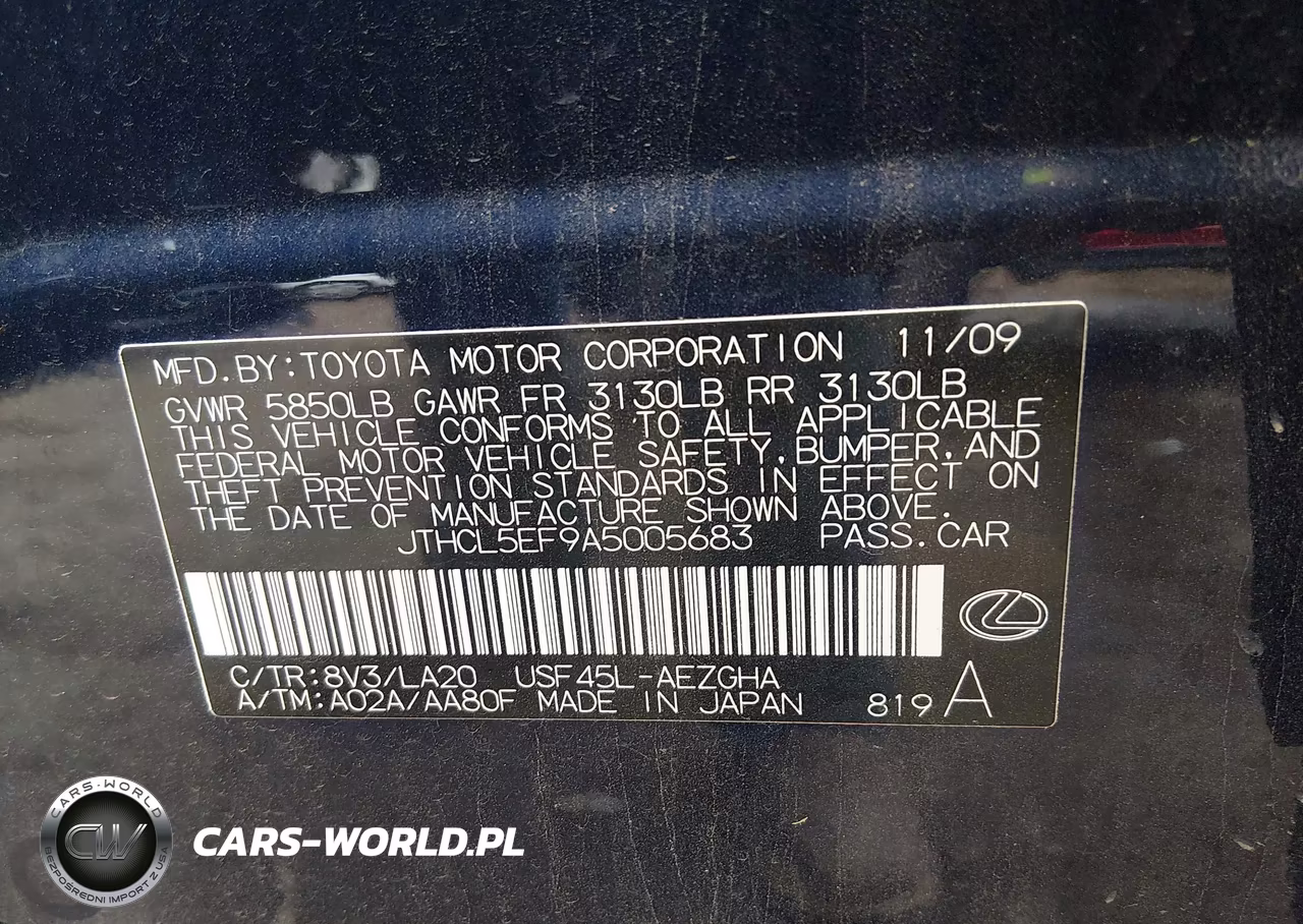 2010 Lexus Ls 460 VIN:JTHCL5EF9A5005683 - 9