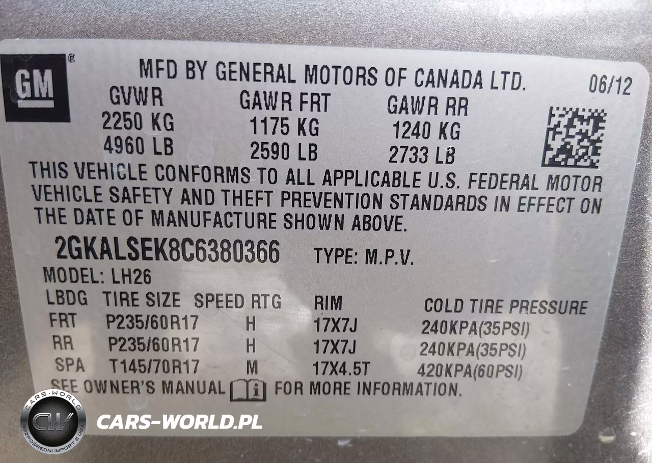 2012 GMC Terrain Sle-2 VIN:2GKALSEK8C6380366 - 9