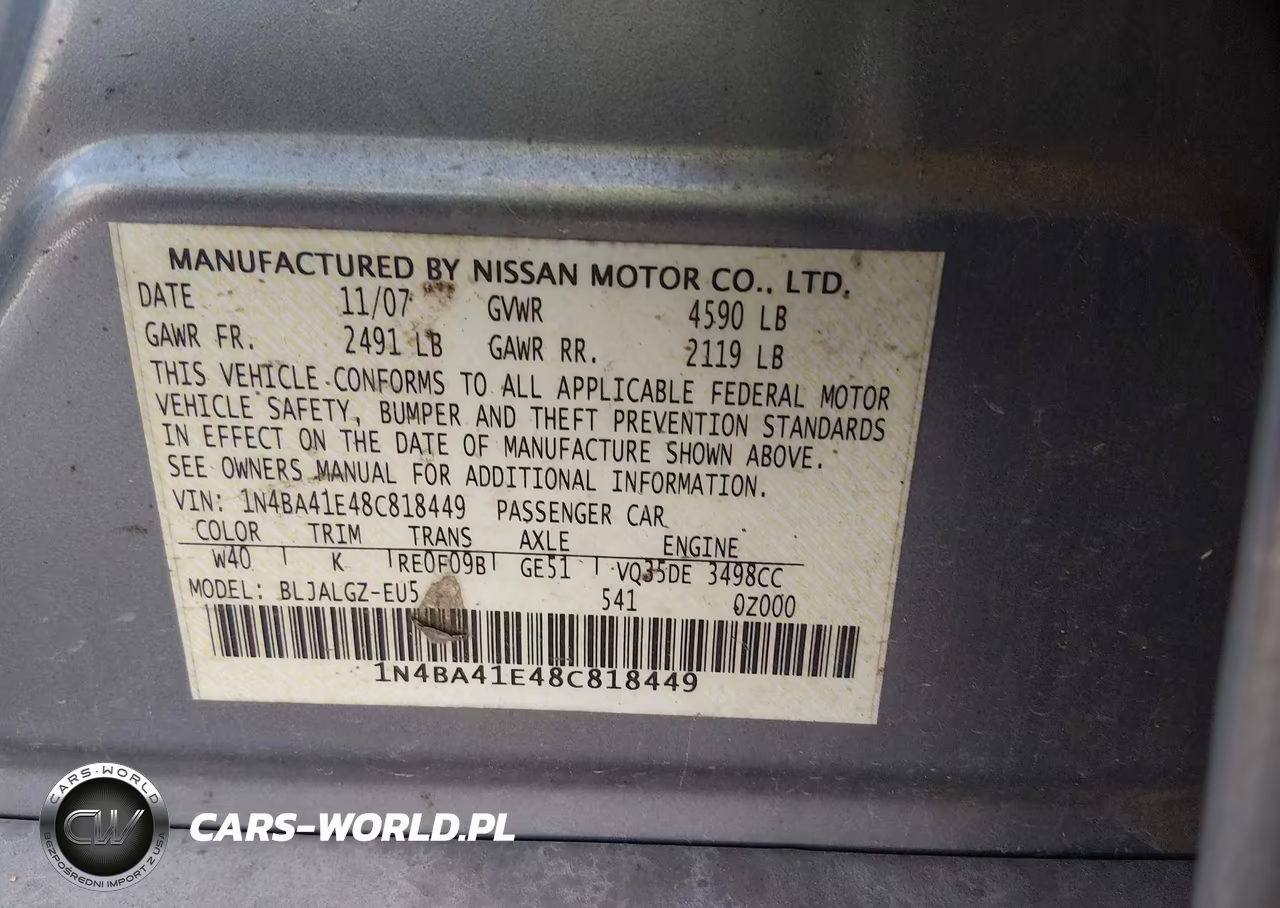 2008 Nissan Maxima 3.5 Sl VIN:1N4BA41E48C818449 - 9