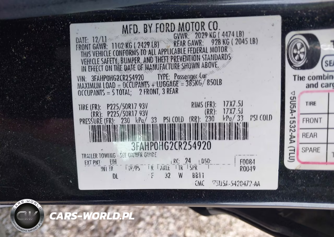 2012 Ford Fusion Se VIN:3FAHP0HG2CR254920 - 9