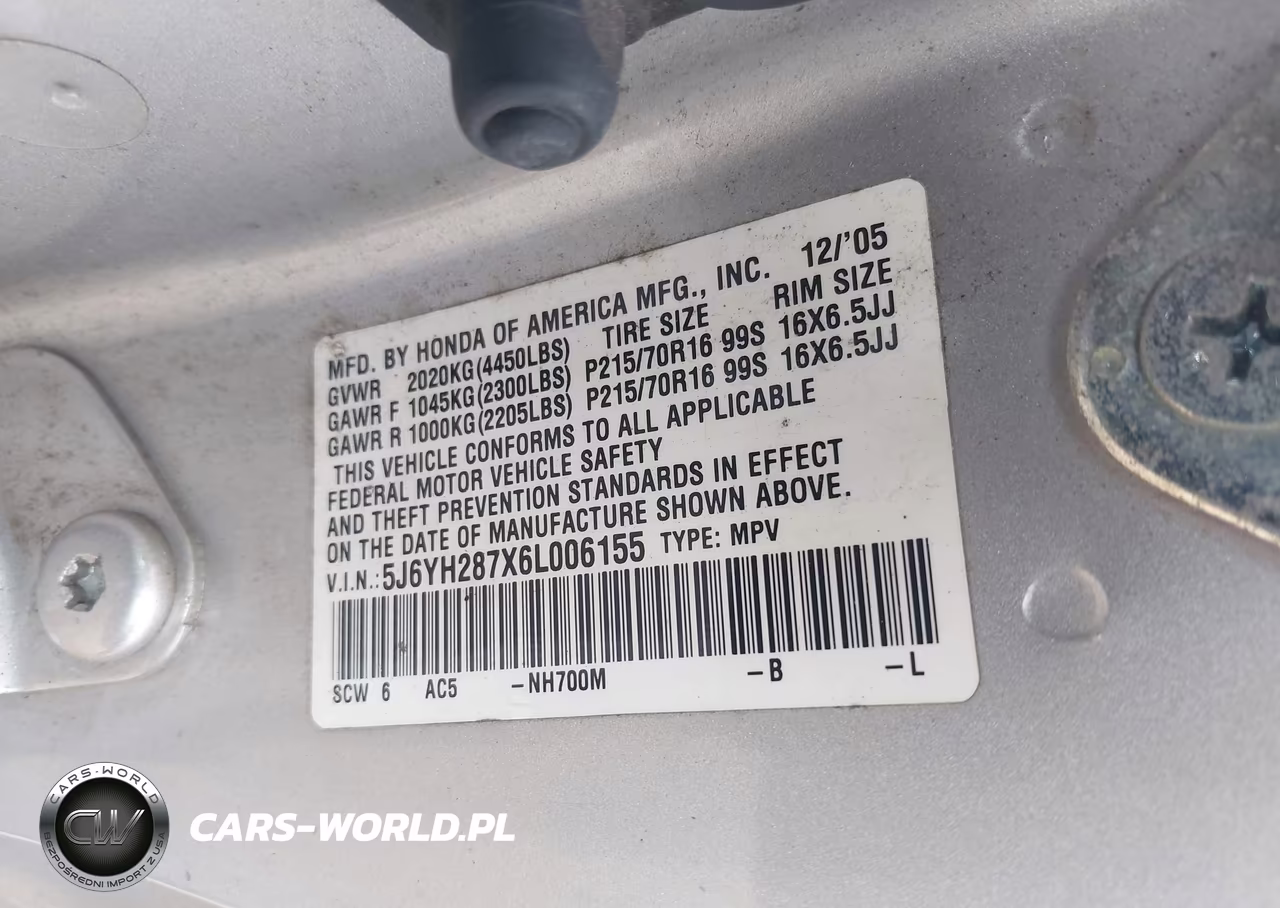 2006 Honda Element Ex-P VIN:5J6YH287X6L006155 - 9