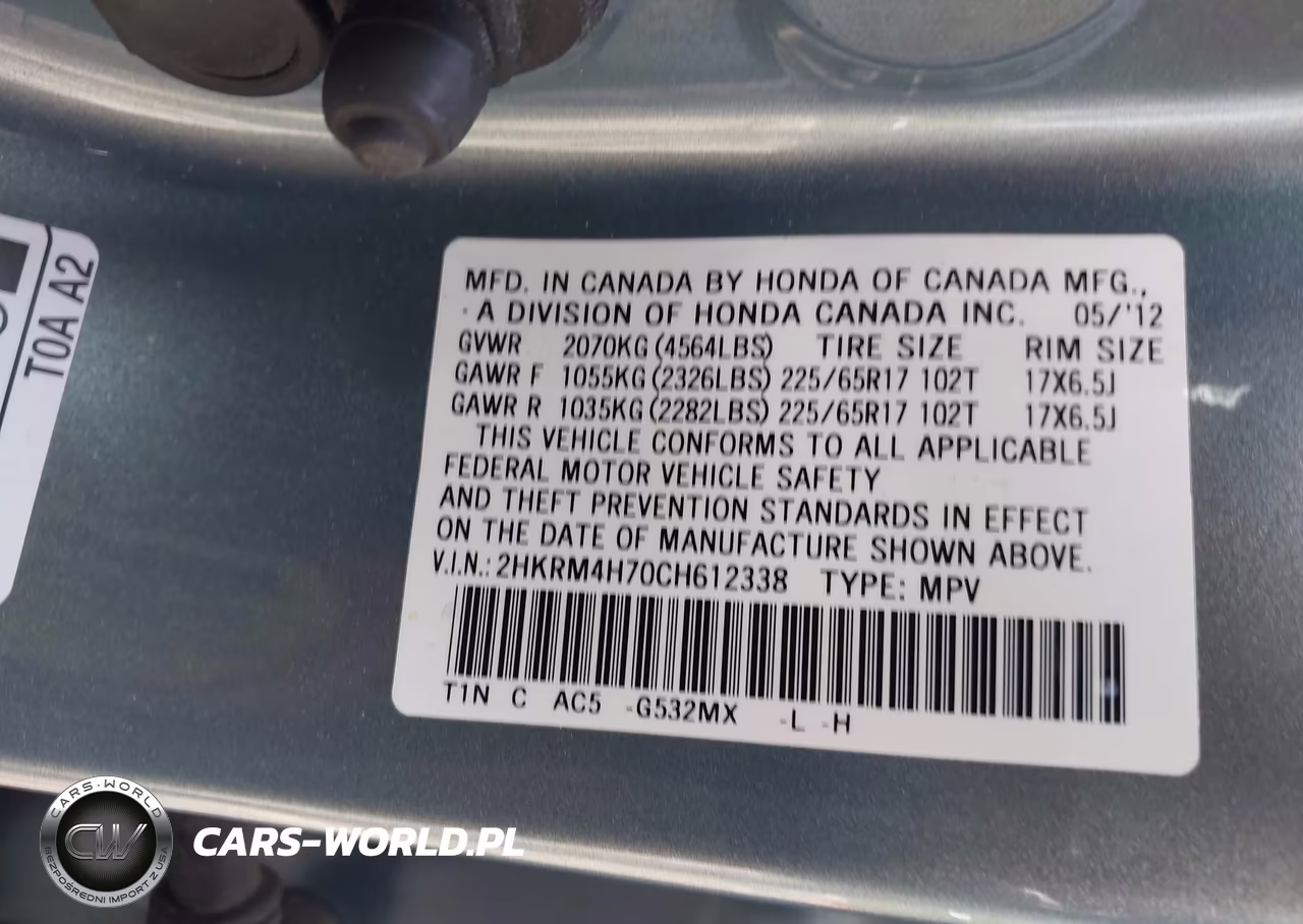 2012 Honda Cr-V Ex-L VIN:2HKRM4H70CH612338 - 9